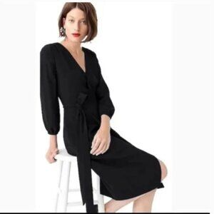 J.CREW Black 365 Crepe Wrap Dress |3/4" Sleeves| Size 4 NEW WITH TAG!